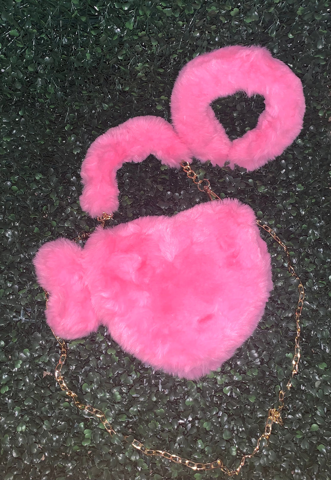 Faux fur heart purse & headband