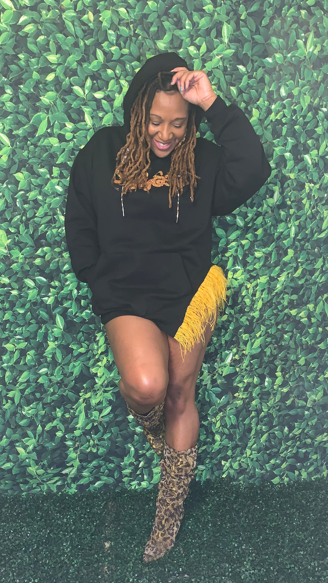 Oversized feather hoodie