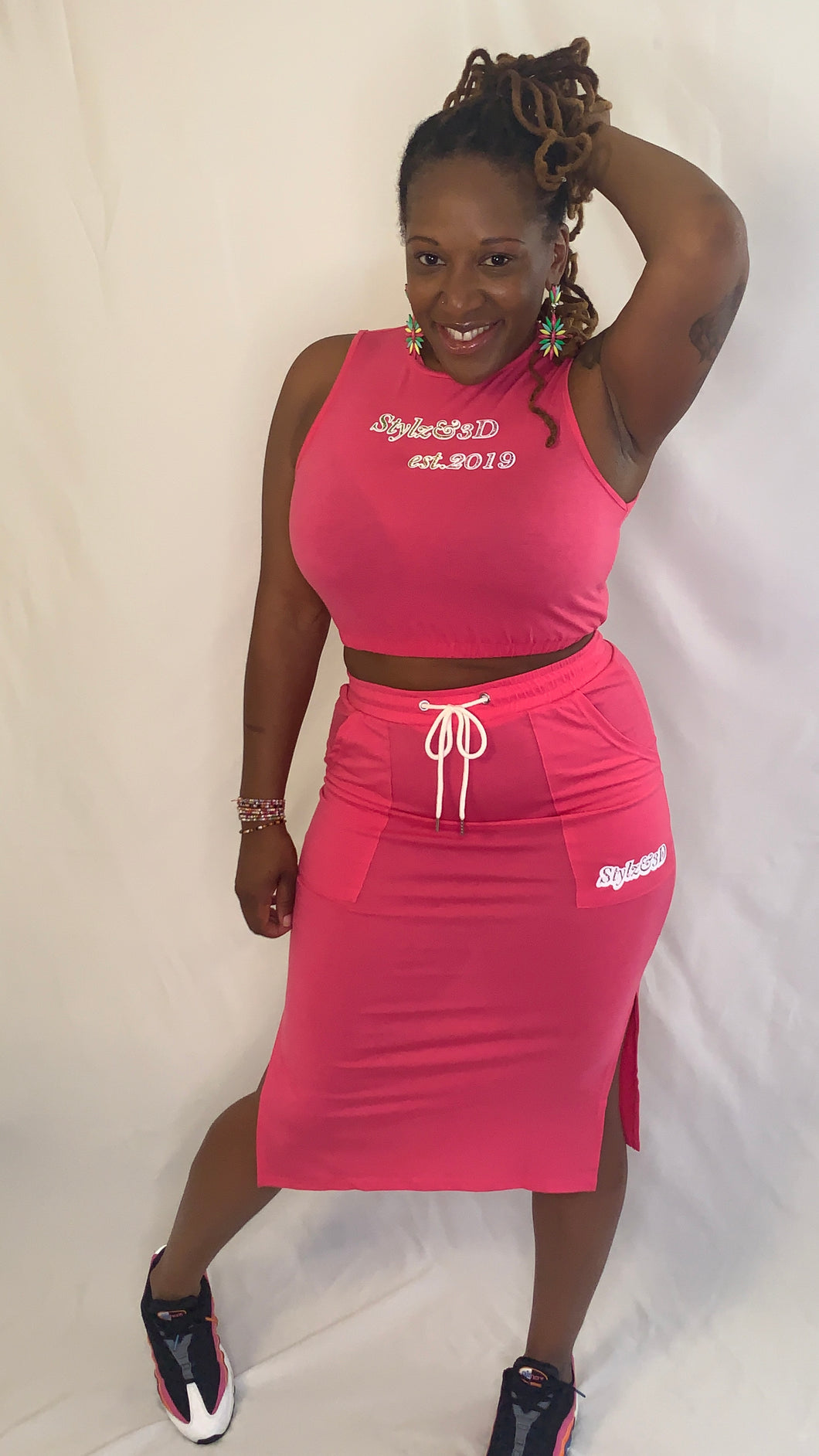 High waisted halter skirt set